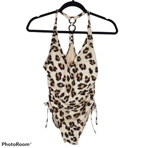Kona Sol Pale Pink Animal Print Swimsuit Sz S